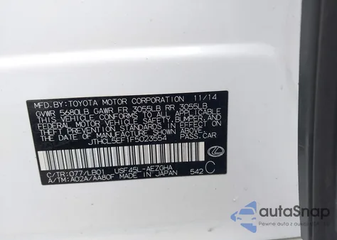 2015 Lexus Ls 460 z USA, uszkodzony, nr VIN JTHCL5EF1F5023554